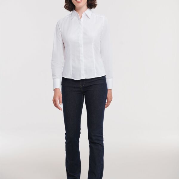 Ladies' Long Sleeve Fitted Polycotton Poplin Shirt Thumbnail